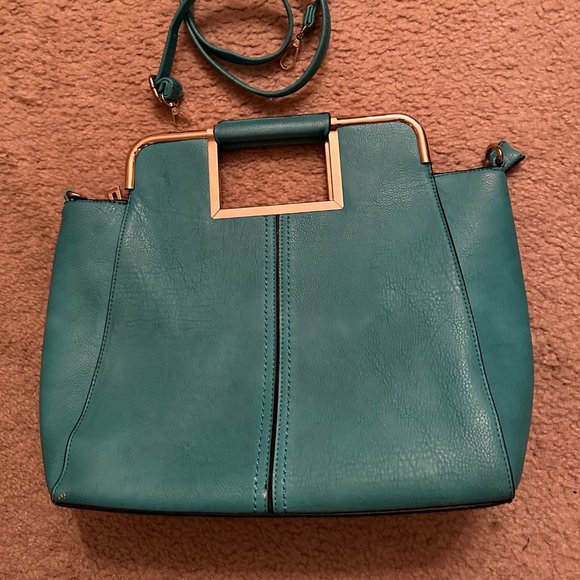 Teal handbag with fixed handle - Picture 1 of 6